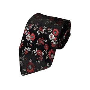 Givenchy mens black red floral 100% silk vintage neck tie EUC